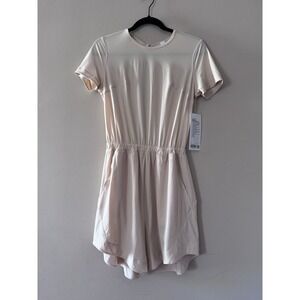 New Lululemon Lightweight High Neck Open Back Romper Women's Size 4 Cream NWT